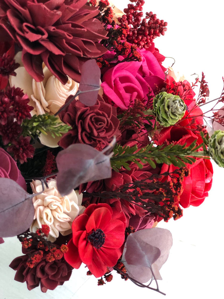 Roses and Rubies Bridal Bouquet - PineandPetalWeddings