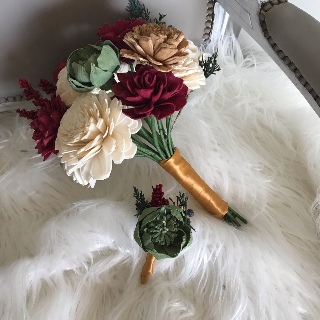Holiday Sola Flower Bouquet - PineandPetalWeddings