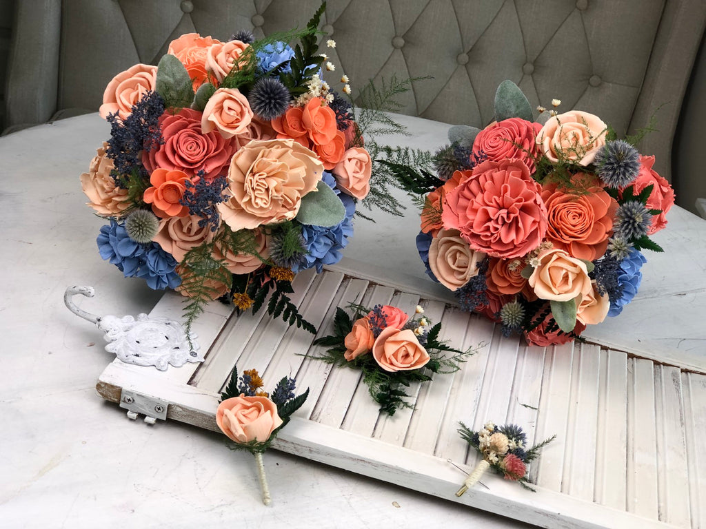 Peaches and Dream Bridesmaid Bouquet - PineandPetalWeddings