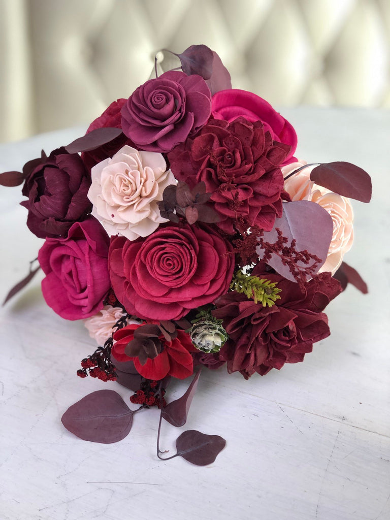 Roses and Rubies Bridesmaid Bouquet - PineandPetalWeddings
