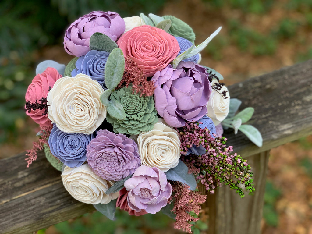 Pink, Purple and Blue Pastel Bouquet - PineandPetalWeddings