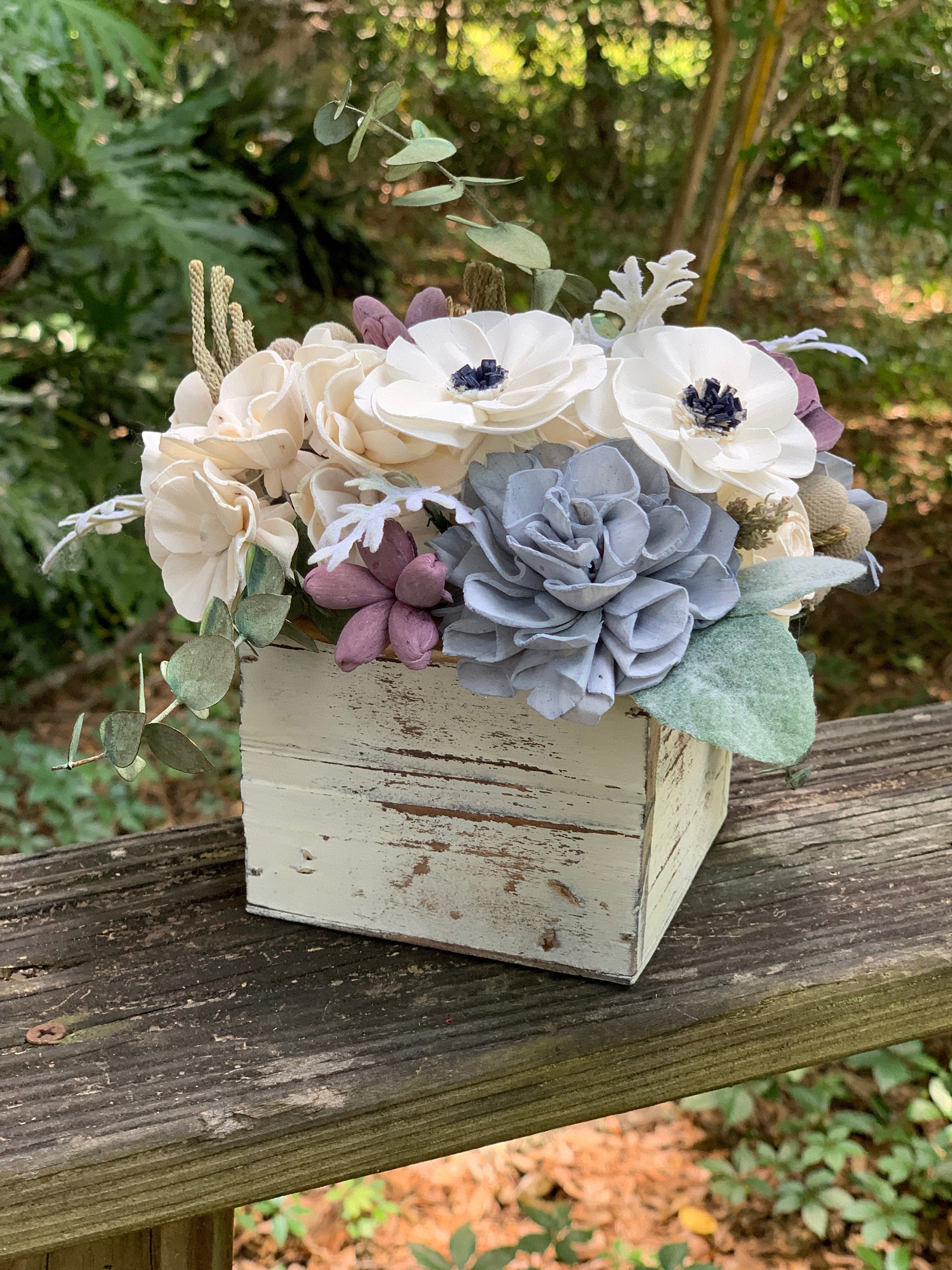 Flower Centerpiece in Wood Box