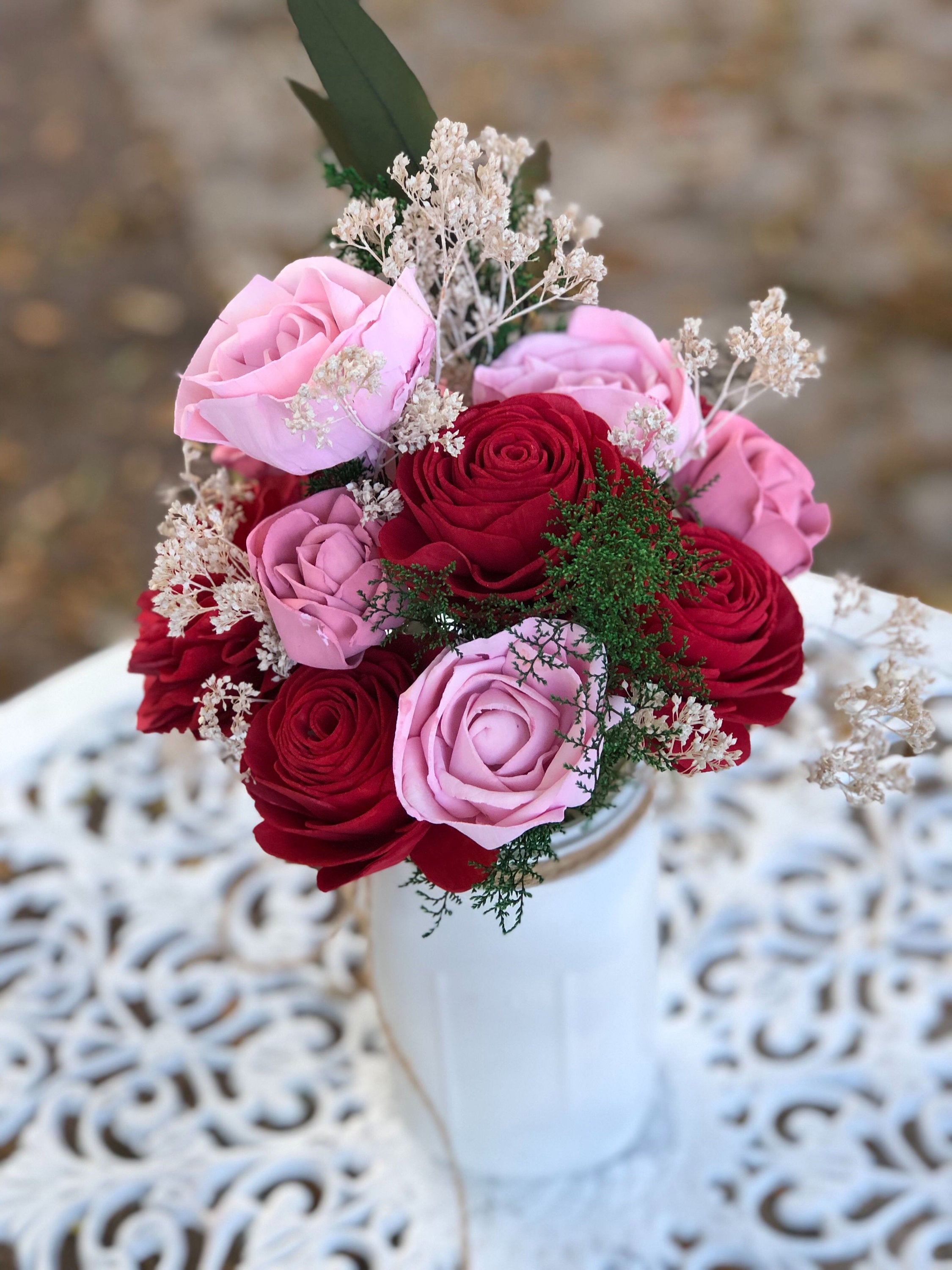 Bright Pink Paper Carnation Bouquet, Carnation Flowers, Flower Arrangement,  Happy Birthday. one Dozen 