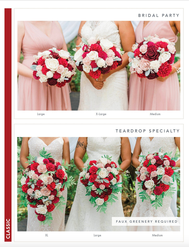 Classic Bridesmaid Sola Flower Bouquet Red & Blush - PineandPetalWeddings