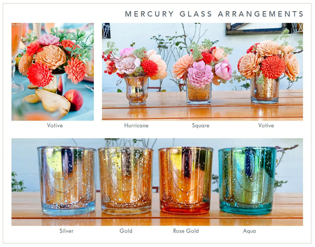 Sprouting Love Mercury Glass Arrangement - PineandPetalWeddings