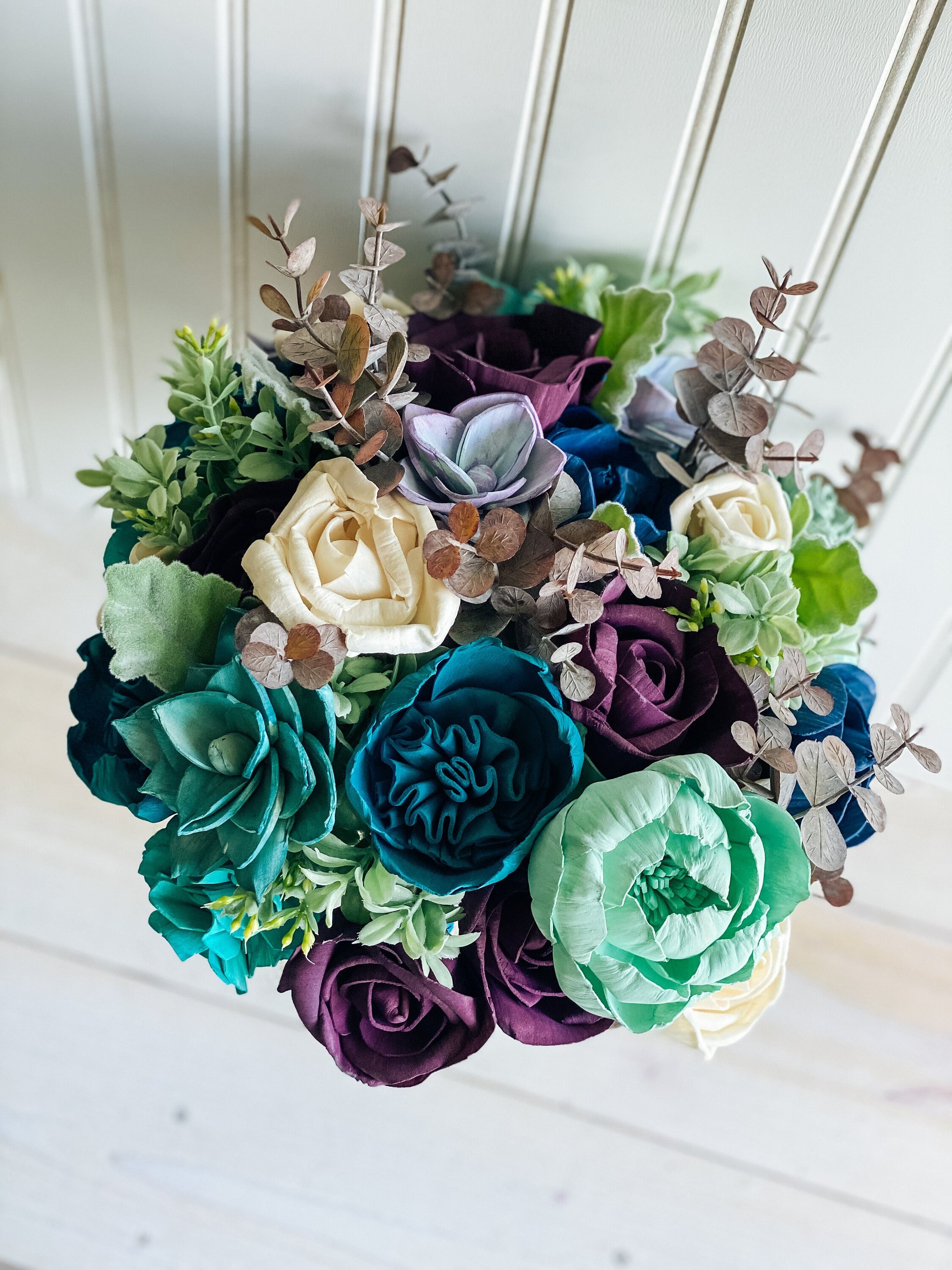 blue succulent bouquet Sea Breeze & Succulent Bouquet – Pine and Petal Weddings