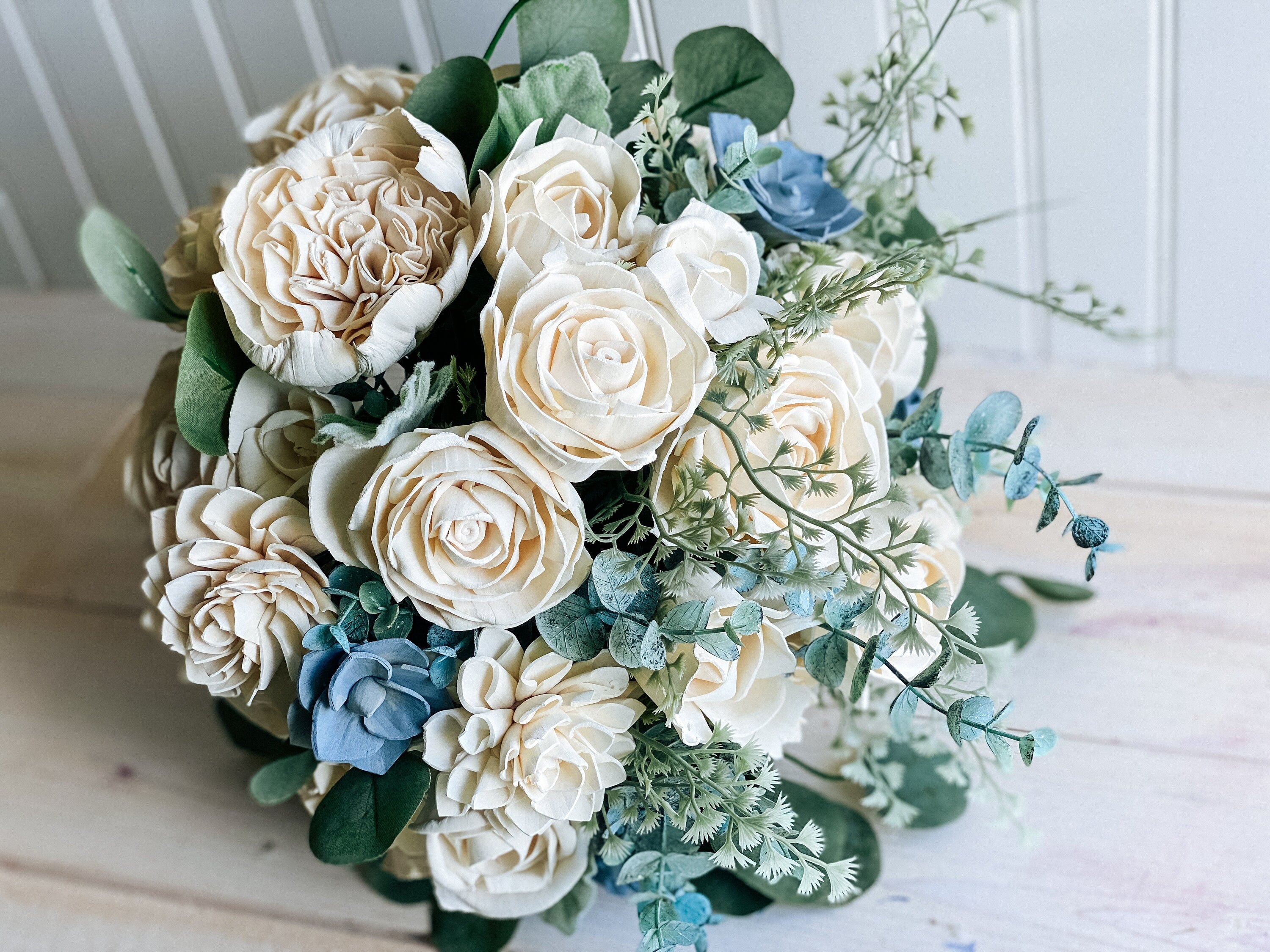 Flower Girl Bouquet,dusty Blue , Sage Green,white Rose, Blush,babys  Eucalyptus,bridesmaids Bouquet,flower Wedding Decorations 