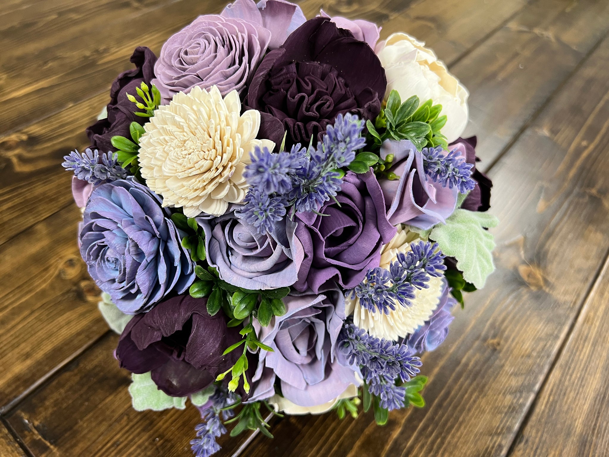 Purple Lavender Sola Wood Flower Bouquet – Pine and Petal Weddings