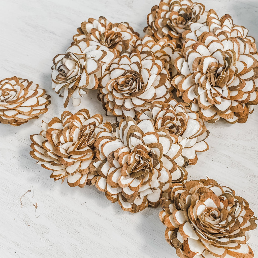 madison almond sola wood flower with bark for wedding centerpiece faux flower design ideas