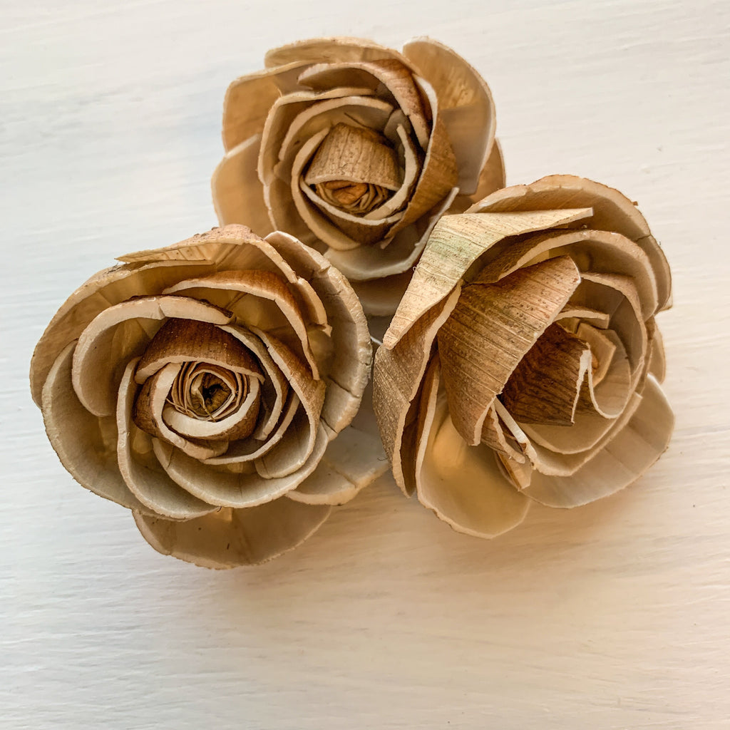 DIY sola flower bouquet supplies bulk skin pine wood roses