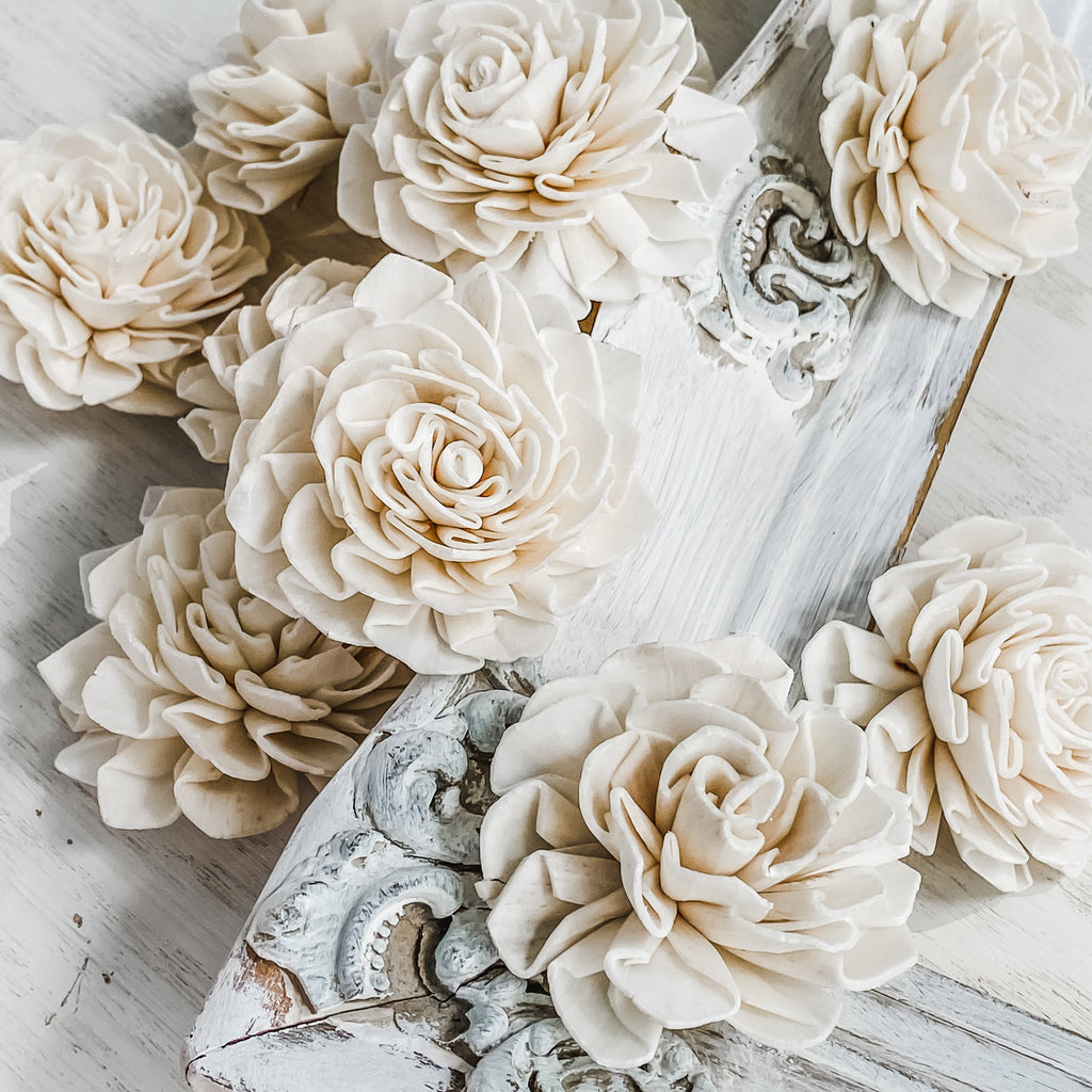 buy predyed sola wood mia dahlias for wedding DIY in marine navy, grape, dusty rose or ivory for wedding DIY 