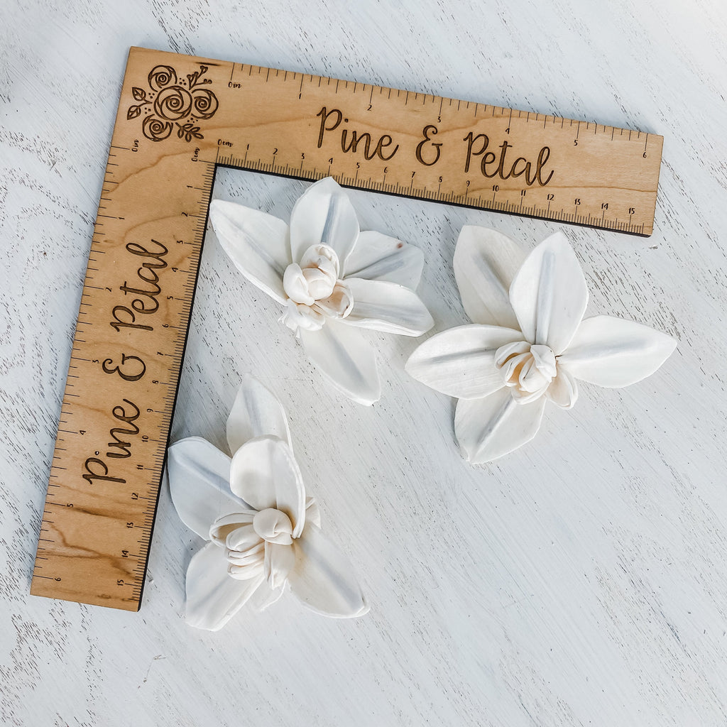 3" opal orchid flowers made from sola wood from pine and petal